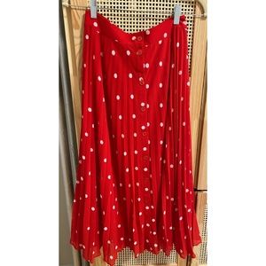 &Other Stories Red and White Polka Dot Midi Skirt